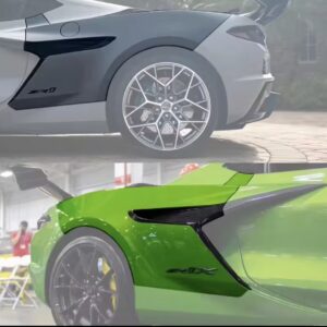 Corvette C8 ZR1 Style Rear Qtr Panels Fiberglass w/ Carbon Fiber garnishes